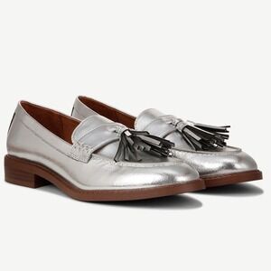 Franco Sarto Carolynn Low Silver Tassel Loafers Womens 8W Metallic 19795